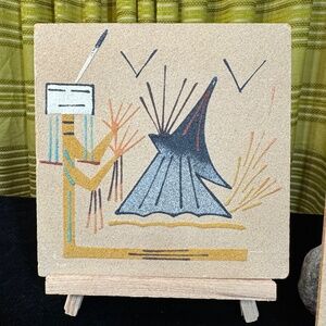 Vintage sand art, Mid Century Southwestern artwork